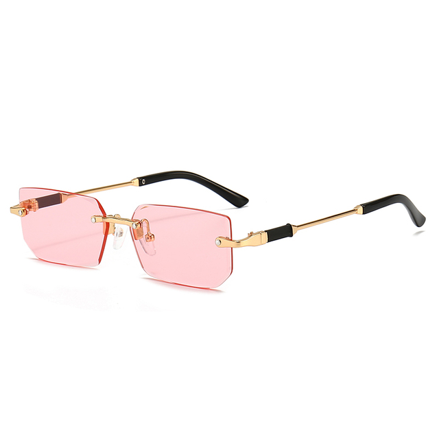 Rectangular Rimless Sunglasses,Fashion Polarized Sun Glasses,Summer Women Decorative Eyewear,Shopping, Drive to Wear
