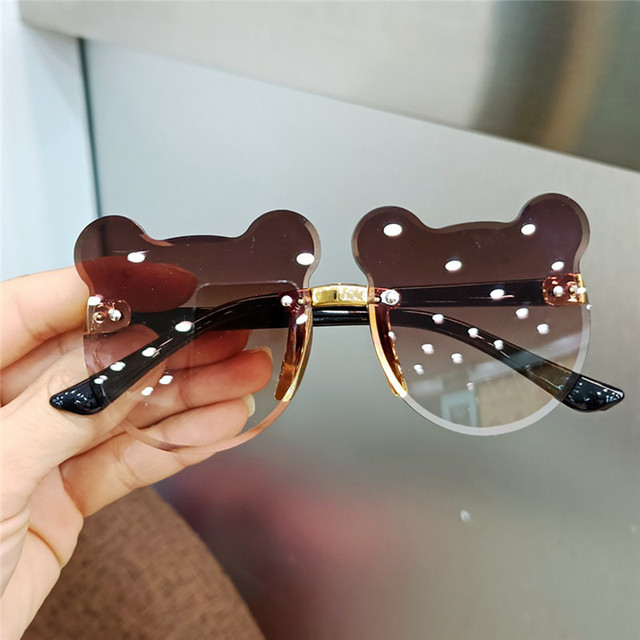 Kids Sunglasses Bear Shape Children Glasses Trendy Girls Boys Sun Glasses Cartoon Eyeglasses Shades Driver Goggles Anti-glare
