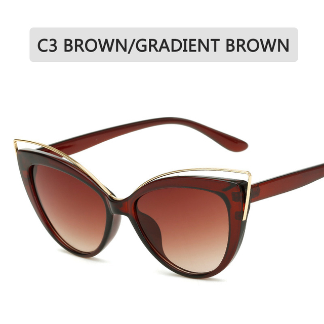 Fashion Cat Eye Sunglasses Women Brand Designer Metal Eyeglasses Mirror Classic Vintage Oculos De Sol Feminino UV400