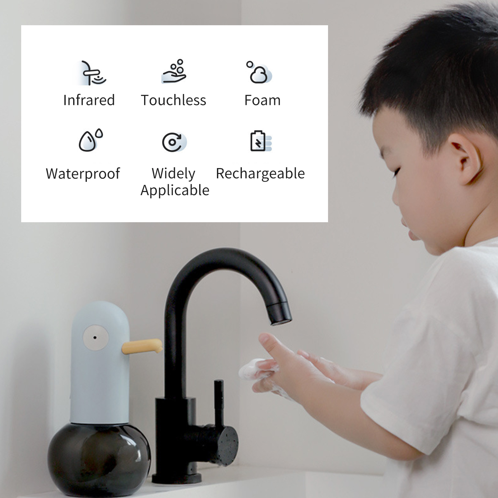 Foam Soap Dispenser Bathroom Duck Shaped Soap Dispenser Automatic Foaming Liquid Soap Dispensers Touchless USB for Hotel