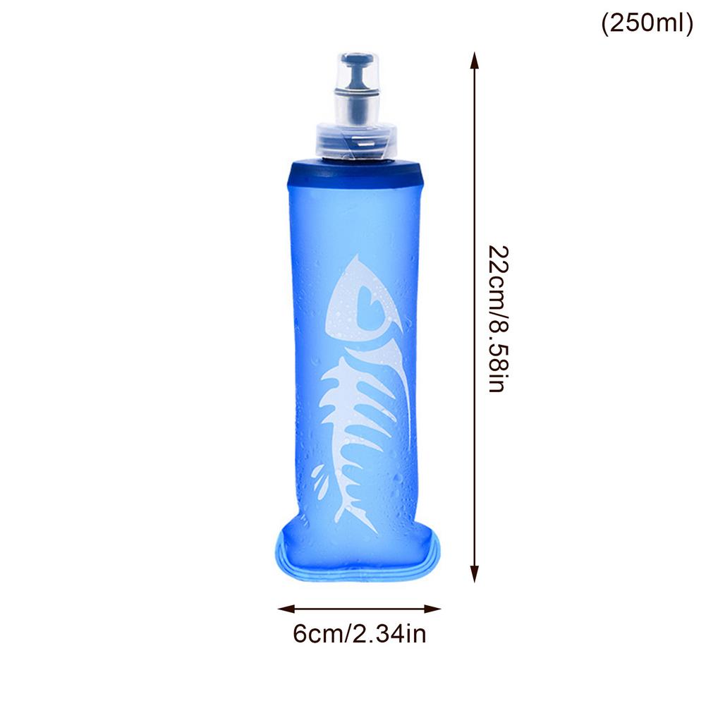 250ml 500mml Dark Blue Running Sport Bicycle Soft Water Bottle Folding TPU Soft Flask Water Bag For Hiking Fitness Camping
