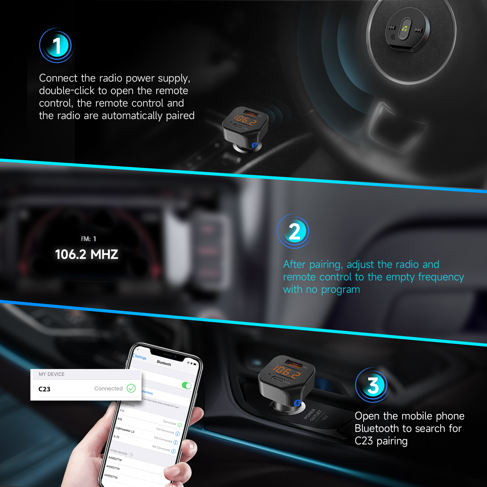 VR robot FM Transmitter Bluetooth Car MP3 Stereo Player Wireless Handsfree Car Kit with Fast USB Charger FM Radio Remote Control