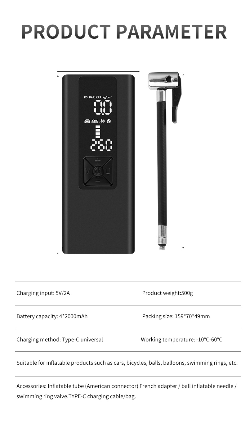 8000mAh Portable Car Air Compressor 12V 150PSI Electric Cordless Tire Inflator Pump for Motorcycle Bicycle Boat AUTO Tyre Balls