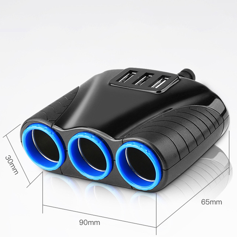 3 Way 12V 24V Multi Socket Car Cigarette Lighter Splitter USB Charger Adapter