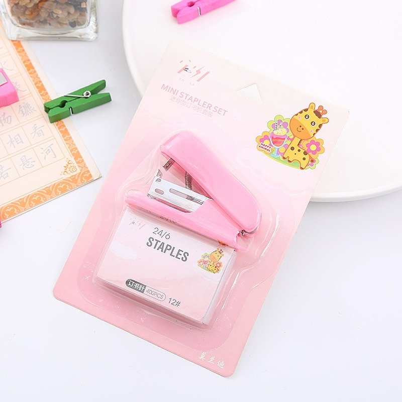 Mini Morandi Color Metal Stapler Set With Staples Binding Tools Stationery Office School Student Supplies