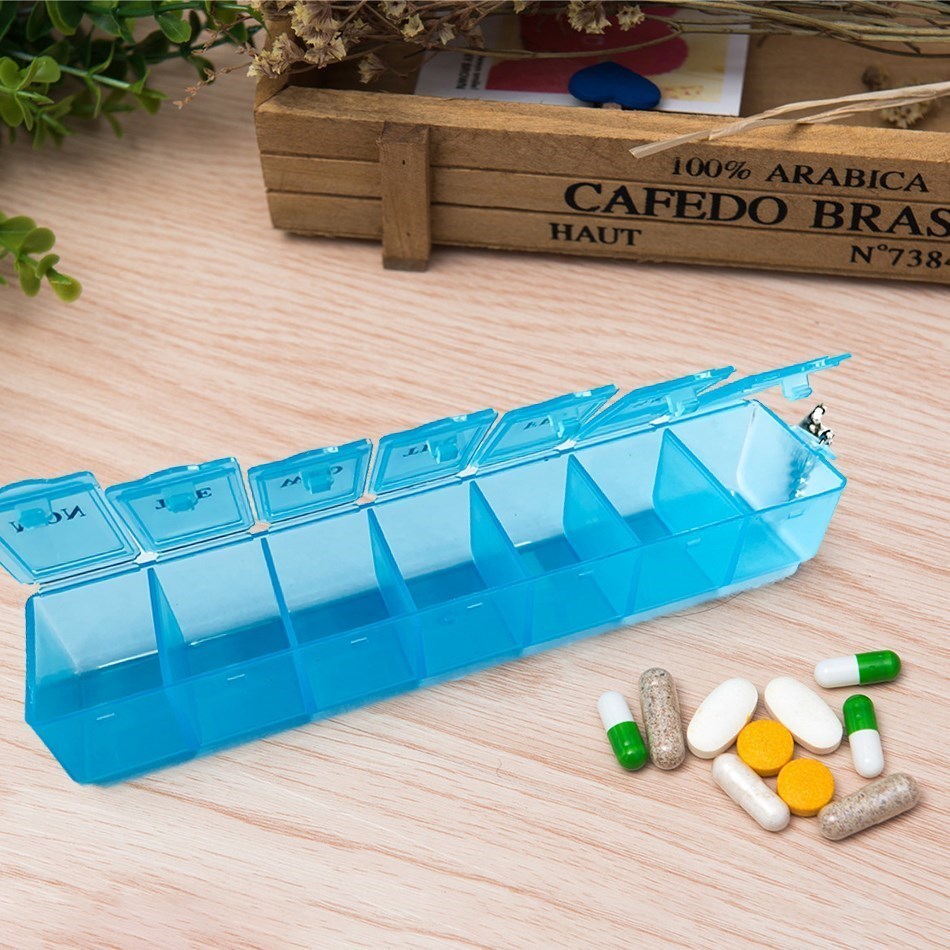 Plastic Pill Box Portable Exquisite Three-color Plastic 7 Days Small Pill Medicine Storage Box Drug Separation
