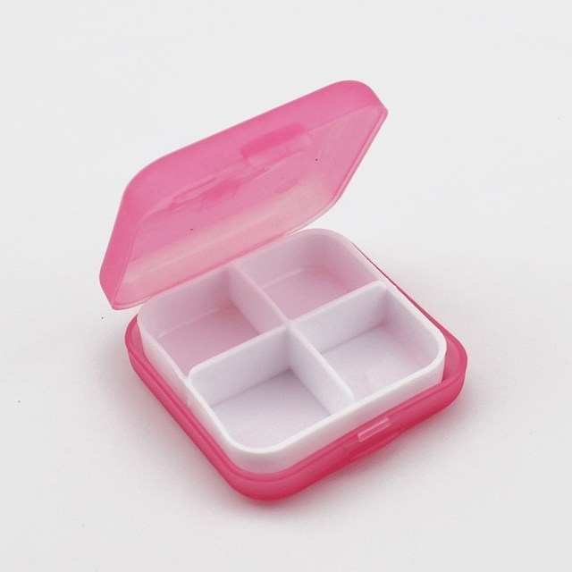 Square 4 Grids  Pill Box 5Colors Convenient Drug Placement Travel Medicine Placement Portable Tool