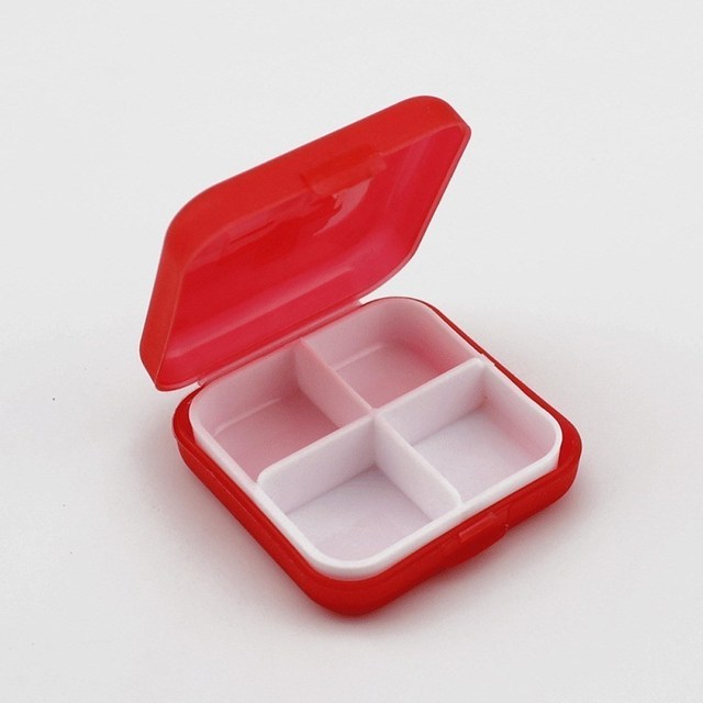 Square 4 Grids  Pill Box 5Colors Convenient Drug Placement Travel Medicine Placement Portable Tool