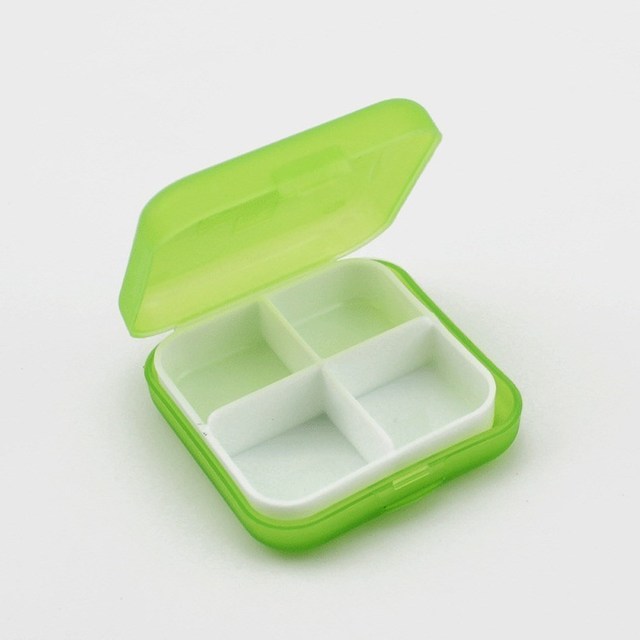 Square 4 Grids  Pill Box 5Colors Convenient Drug Placement Travel Medicine Placement Portable Tool