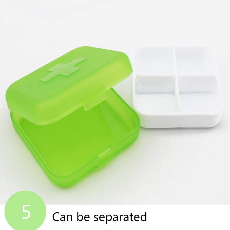 Square 4 Grids  Pill Box 5Colors Convenient Drug Placement Travel Medicine Placement Portable Tool