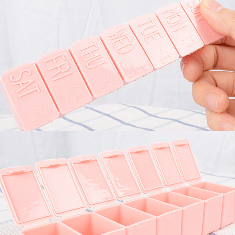 2Pcs Travel Pill Box Holder Weekly Medicine Storage Organizer Container Drug Tablet Dispenser Independent Lattice Pill Case