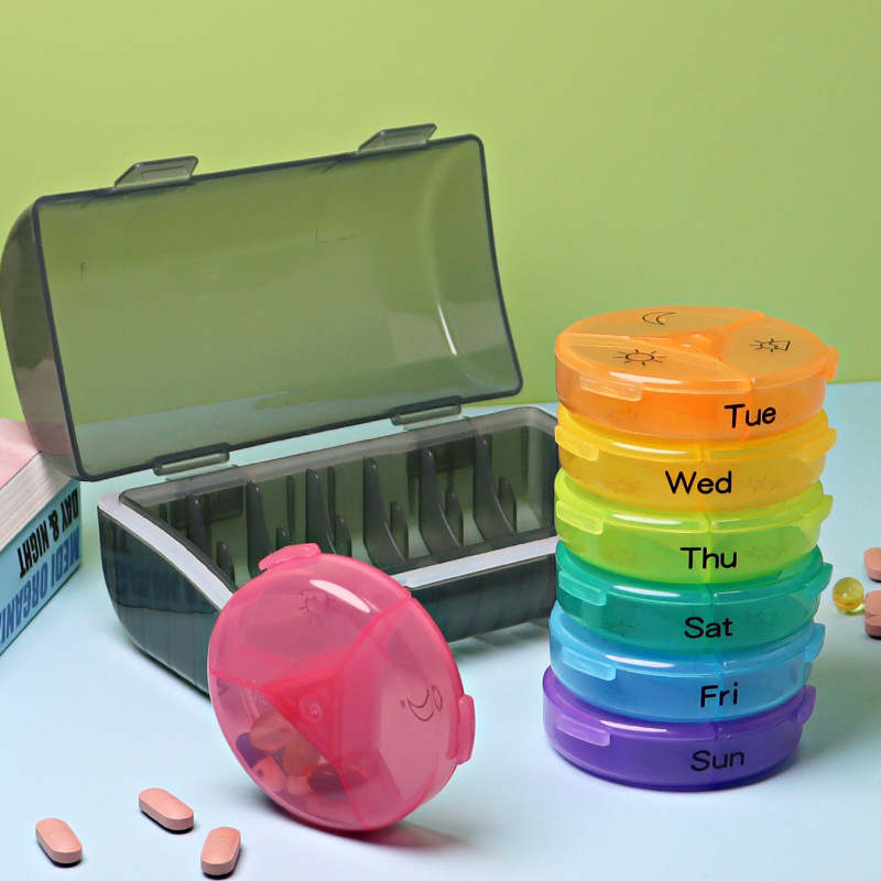 7 Days Daily Pill Box for Medicine French Holder Drug Case Weekly Pill Organizer Tablet Container Waterproof Secret Compartments