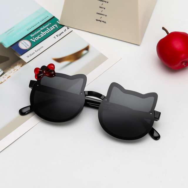 New Cartoon Cat Sunglasses Children Sunglasses girl Fashion Sun Shade Flat Mirror Baby UV protection Glasses Brand Design