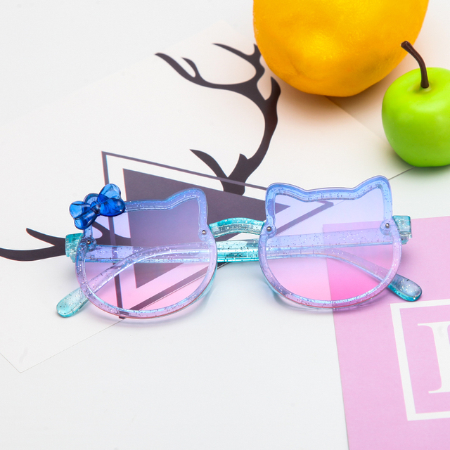 New Cartoon Cat Sunglasses Children Sunglasses girl Fashion Sun Shade Flat Mirror Baby UV protection Glasses Brand Design