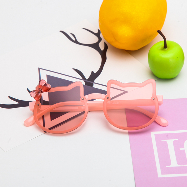New Cartoon Cat Sunglasses Children Sunglasses girl Fashion Sun Shade Flat Mirror Baby UV protection Glasses Brand Design