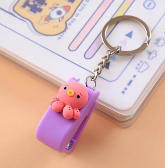 Portable Stationery Binder Tools Cartoon Cute Document Binding Hoops Mini Stapler Push Clip Stapler Paper Clips