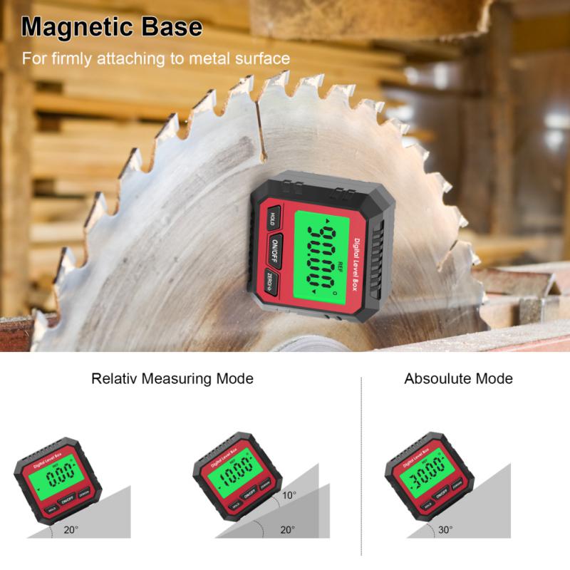 4x90 Digital Level Protractor Electronic Goniometer Inclinometer Magnetic Base Bubble Level Box Angle Finder Level Measure Tool