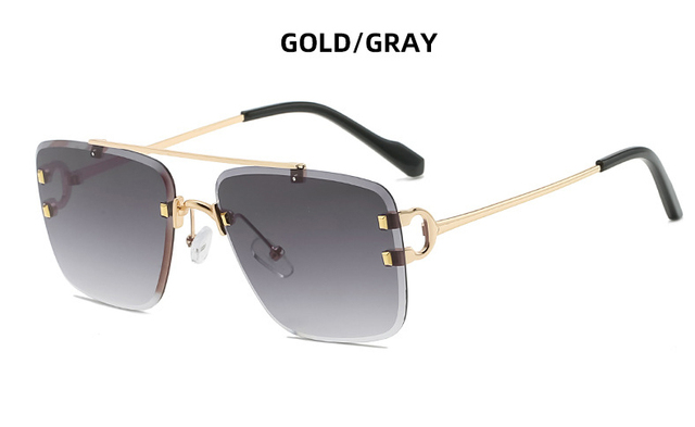 Fashion Cool Unique Rimless Style Spikes Rivets Sunglasses Vintage Women Men Brand Design Sun Glasses Oculos De Sol