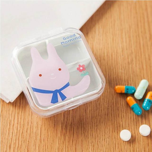 1Pc Portable Empty Drugs Box 4 compartments Mini Cute Pill Box Medicine Case For Healthy Carem