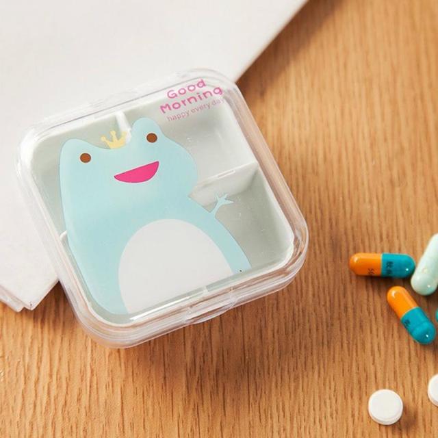 1Pc Portable Empty Drugs Box 4 compartments Mini Cute Pill Box Medicine Case For Healthy Carem