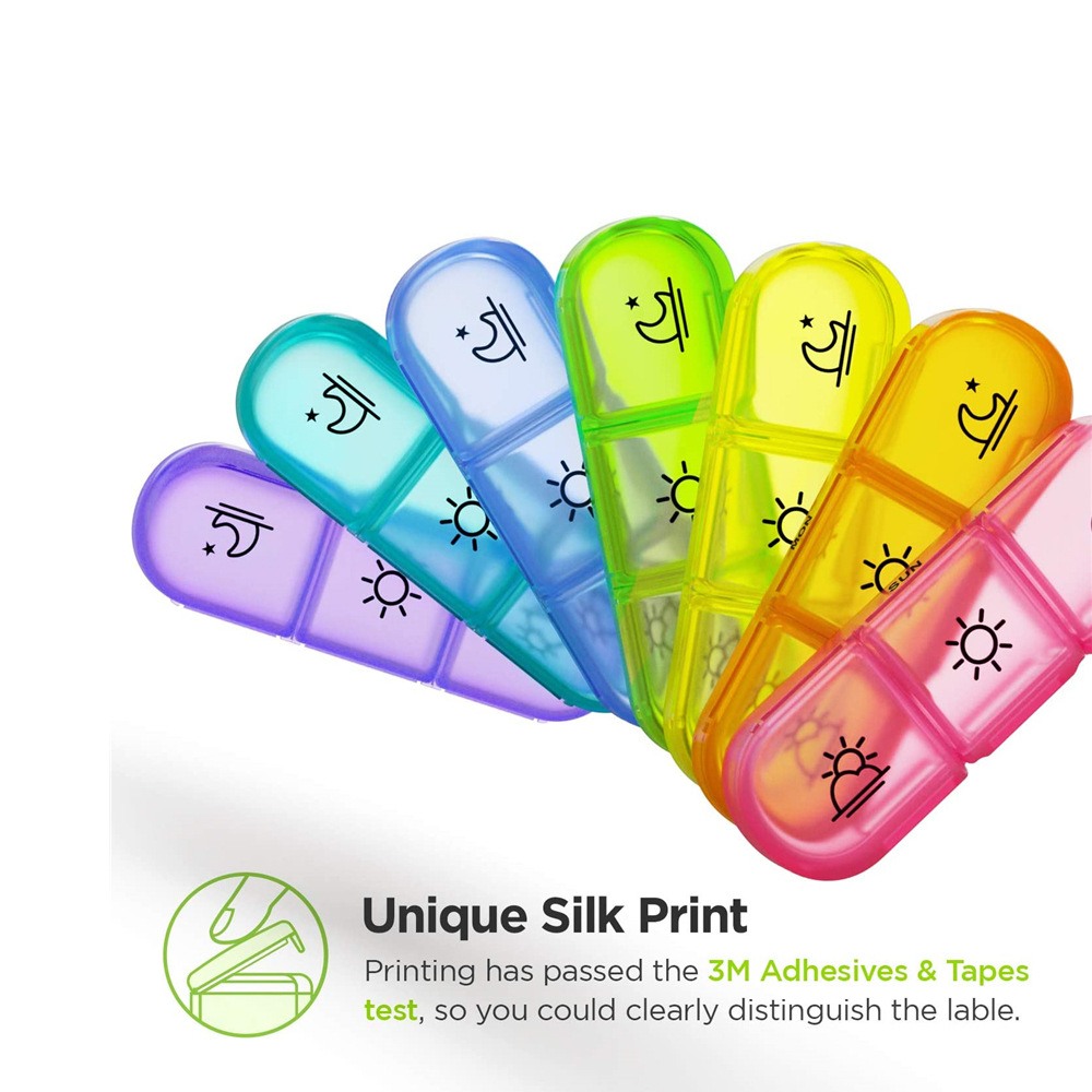 Pill Box 7 days Organizer 21 grids 3 Times One Day Portable Travel with Large Compartments for Vitamins Medicine Fish Oils