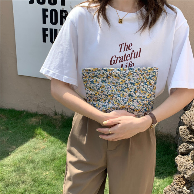 Floral Cosmetic Bag Cotton Fabric Women Make Up Storage Pouch Japan Style Zipper Cosmetic Pouch Vintage Phone Clutch Beauty Case