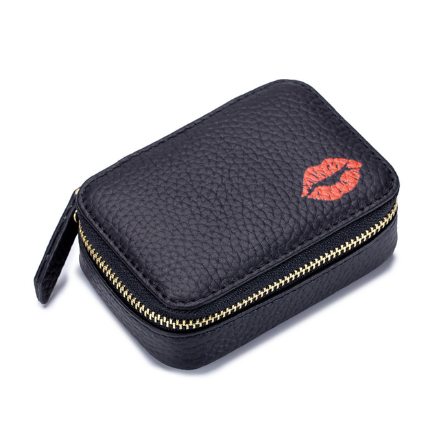 Girl's Lipstick Bag Leather Female Cosmetic Bag Chic Earring Bag Mirror Lady Cosmetic Case Small Mini Makeup Bag
