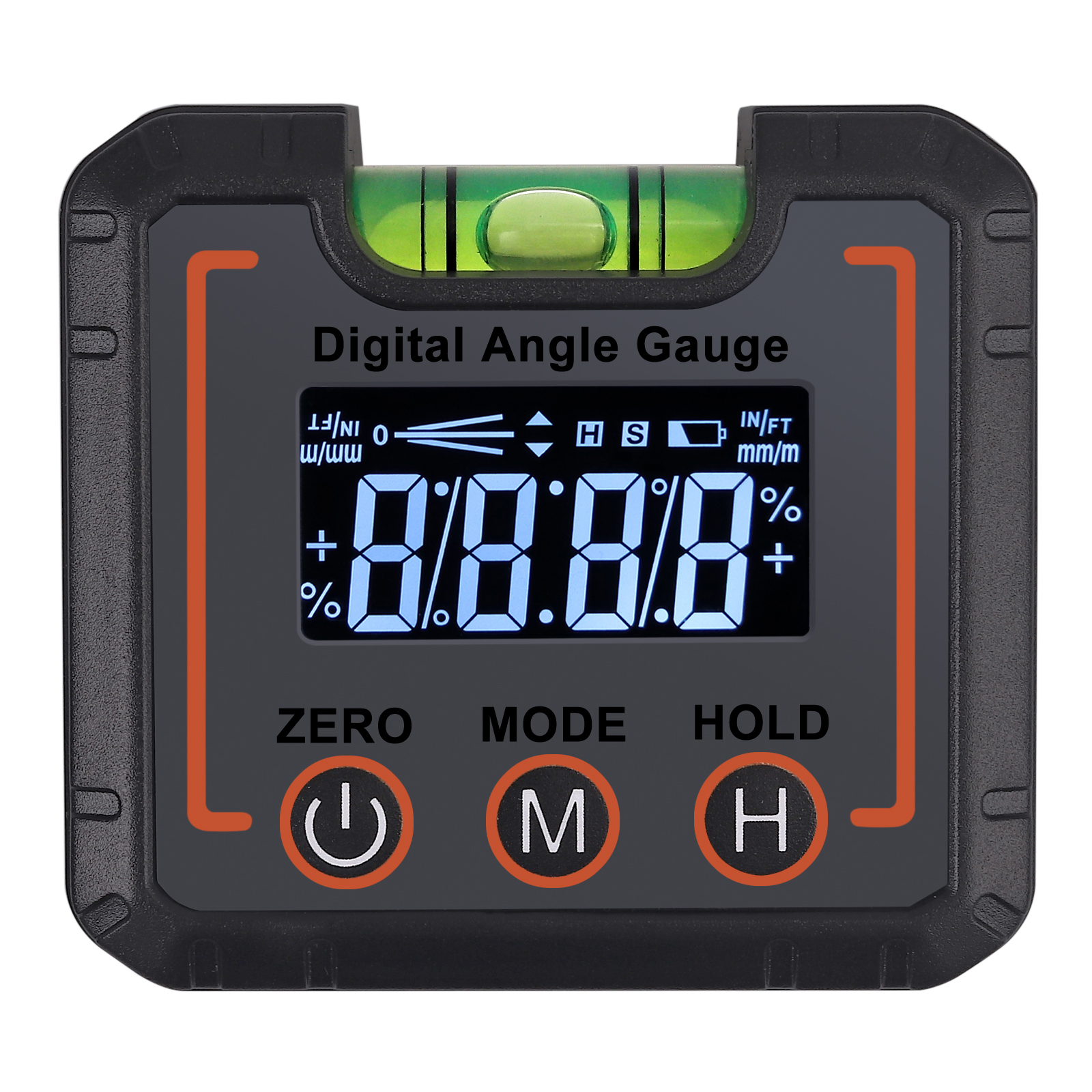 Digital Angle Gauge Level Box Protractor Angle Finder Inclinometer with Magnetic Base VA LCD Screen Level Bubble Vial Protractor