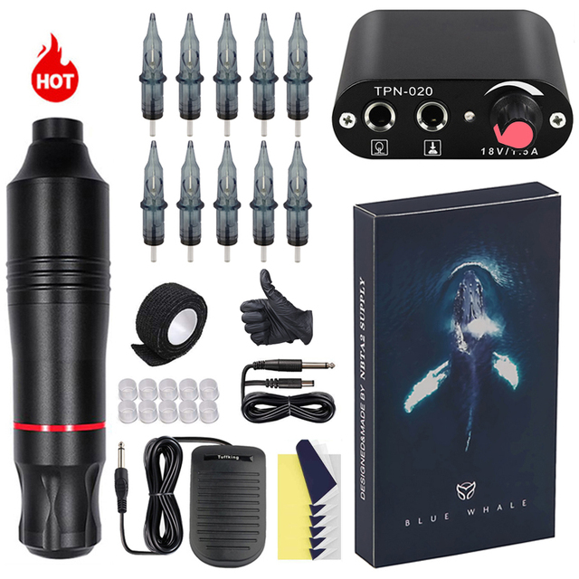 Complete Tattoo Machine Kits Tattoo Power Supply Rotary Pen With Cartridge Needles Permanent Makeup Machine For Tattoo Body Art