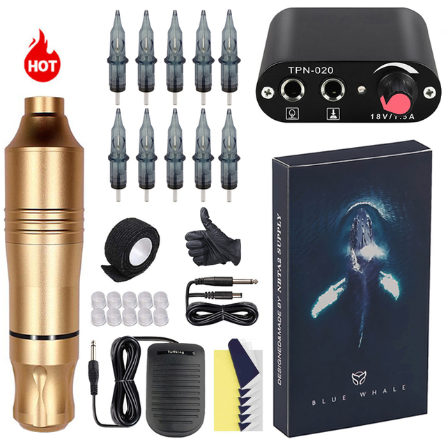 Complete Tattoo Machine Kits Tattoo Power Supply Rotary Pen With Cartridge Needles Permanent Makeup Machine For Tattoo Body Art