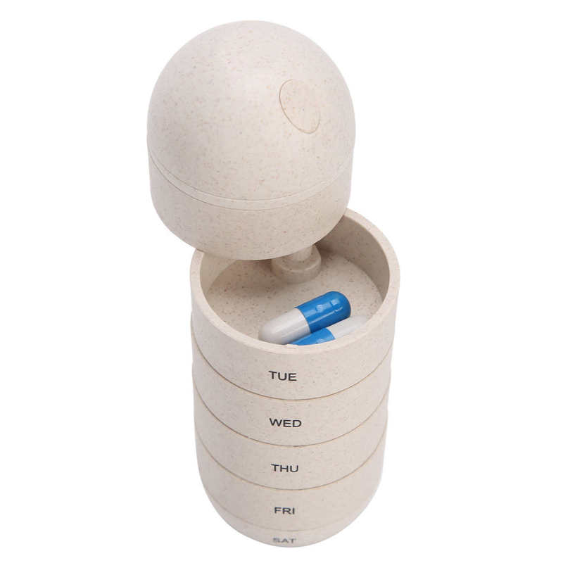 7 Grids Rotatable Pill Case Container Organizer Portable Weekly Capsule Shape Medicine Case Travel Pills Box Storage Pastillero