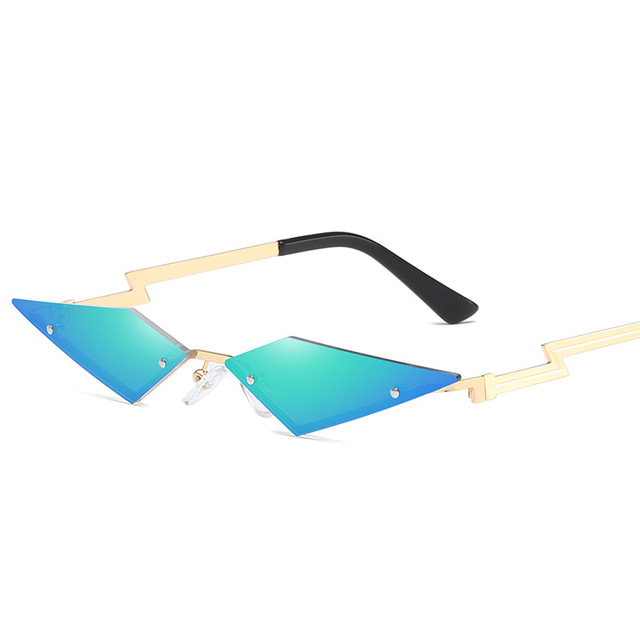 New Fashion Frameless Sunglasses Female Color Film Street Shooting Women Eyewear Metal Lightning Frame Sunglasses