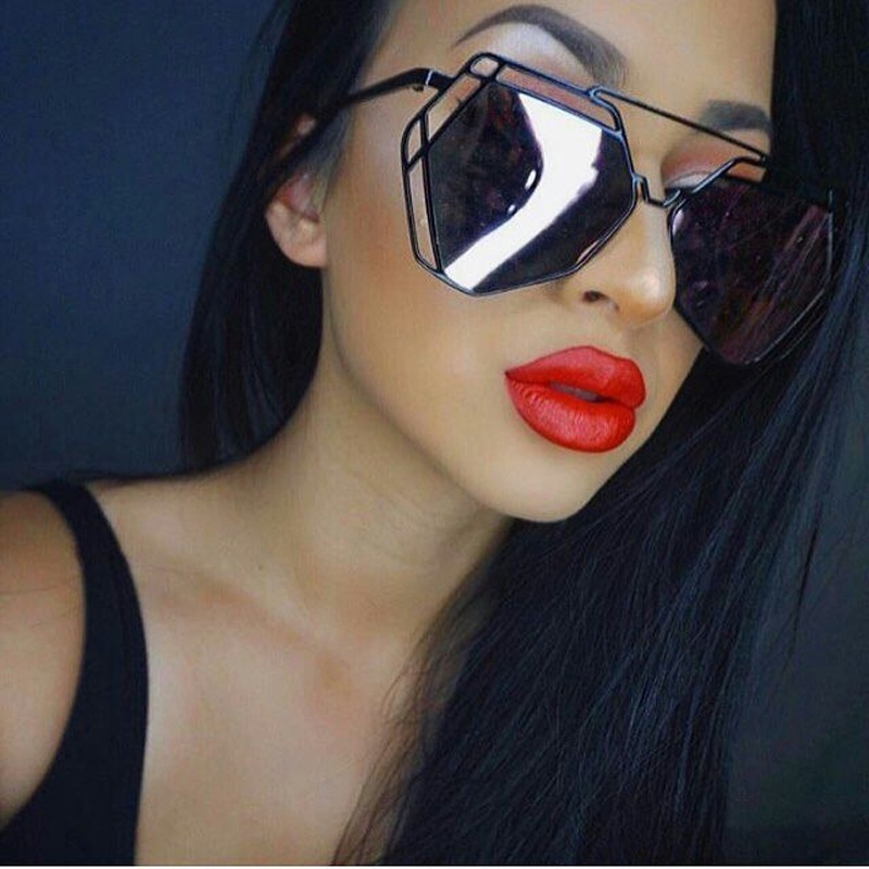 Sunglasses Women Brand Designer Big Frame Polygon Anti-Reflective Lens Sunglasses Men Vintage Sun Glasses Hexagon Metal Frame