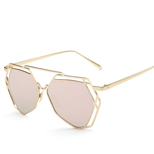 Sunglasses Women Brand Designer Big Frame Polygon Anti-Reflective Lens Sunglasses Men Vintage Sun Glasses Hexagon Metal Frame