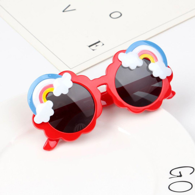 Red Rainbow Kids Sunglasses Children Cute Pink Blue Yellow Colored Glasses Girls Boys Baby Round Shades Trends 2021 Vogue Party