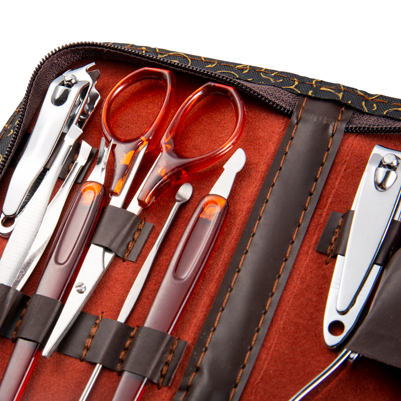 Set 10in1 Pedicure Manicure Tool Nail Art Stainless Steel Cuticle Clippers Nipper Scissors Cleaner Grooming Kit Case