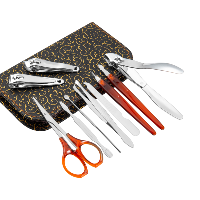 Set 10in1 Pedicure Manicure Tool Nail Art Stainless Steel Cuticle Clippers Nipper Scissors Cleaner Grooming Kit Case