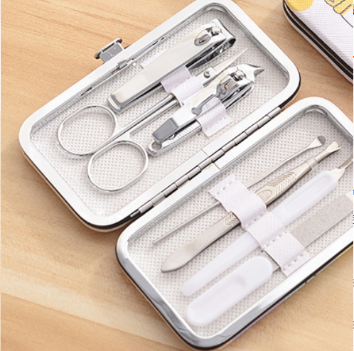 7pcs/set New Pony Manicure Nail Clippers Pedicure Set Pink Portable Travel Hygiene Kit Nail Cutter Tools