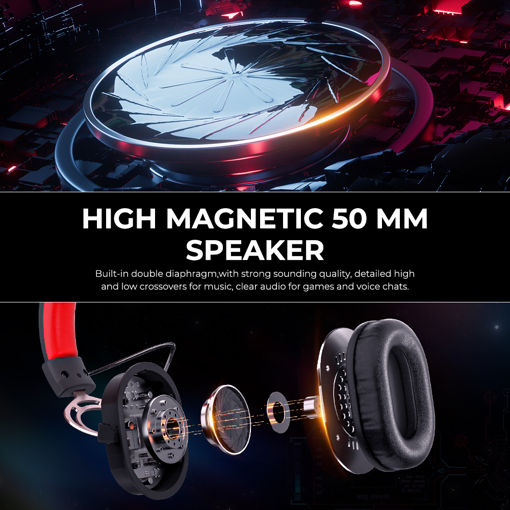 Wired Gaming Headset with 3.5mm Plug 50mm Drivers Surround Sound HD Mic for  PC Laptop Gamer Headphone