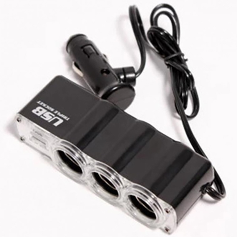 4 in 1 3-Socket Cigarette Lighter Splitter 12V/24V Car Power DC Outlet Adapter with  USB Charging Ports Car Charger