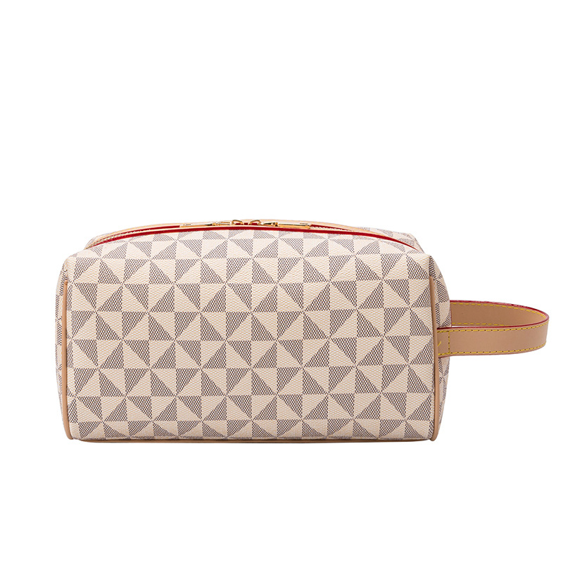 Fashion Leather Women/Men Cosmetic Hand Bags Brown/Black Travel Wash Storage Clutch Bag Portable Hand Makeup Bags Female