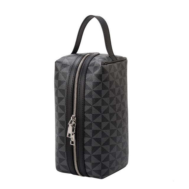 Fashion Leather Women/Men Cosmetic Hand Bags Brown/Black Travel Wash Storage Clutch Bag Portable Hand Makeup Bags Female