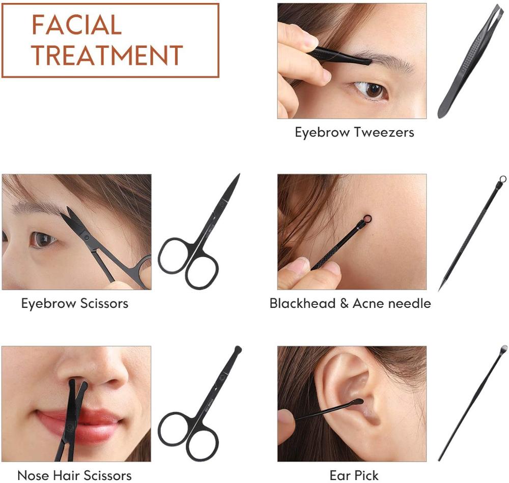 New 16 In 1 Nail Cutter Professional Stainless Steel Scissors Grooming kit Art Cuticle Utility Tools Nail Clipper Manicure Set