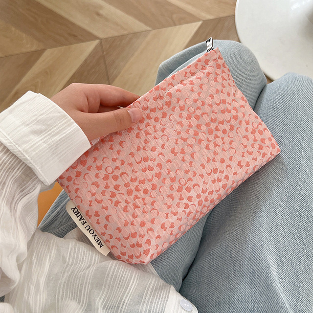 Small Size Cosmetic Bag Korean Floral Makeup Pouch Zipper Beauty Case For Women Make Up Brushes Storage Bag Travel Toilety Bags