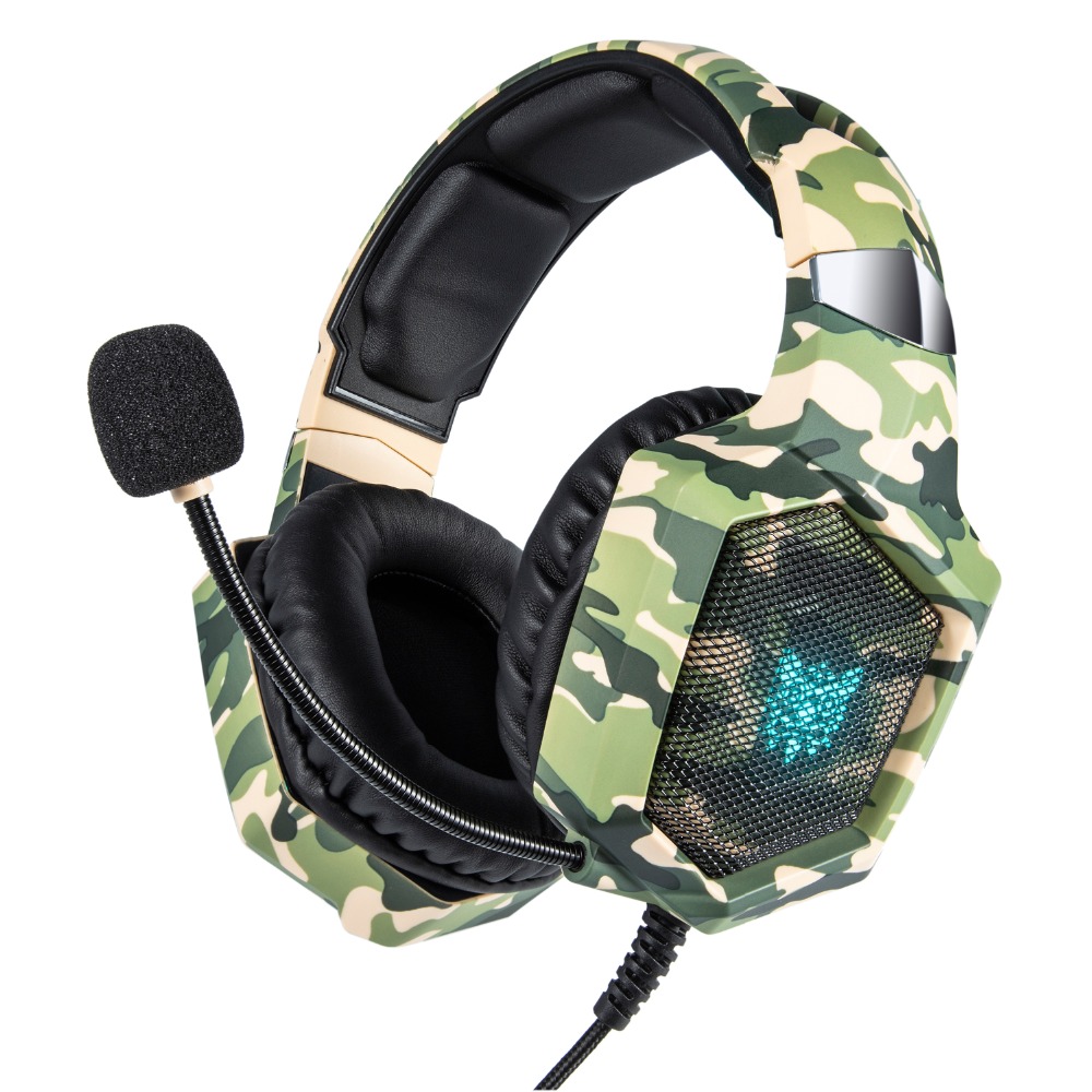 Headset Camouflage casque Wired PC Gamer Stereo Gaming Headphones with Microphone LED Lights for XBox One/Laptop