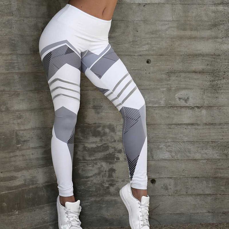 Women Printed Leggings Sports Gym Yoga Workout High Waist Running Pants Fitness Tights Elastic