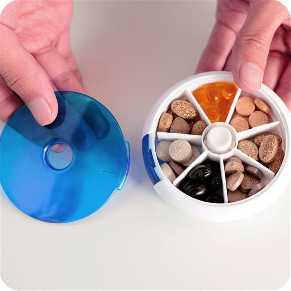 Weekly Rotating Pill Box Travel Pill Case Splitter Pill Organizer Medicine Box 7 Day Pill Cutter Tablet Container Pastillero