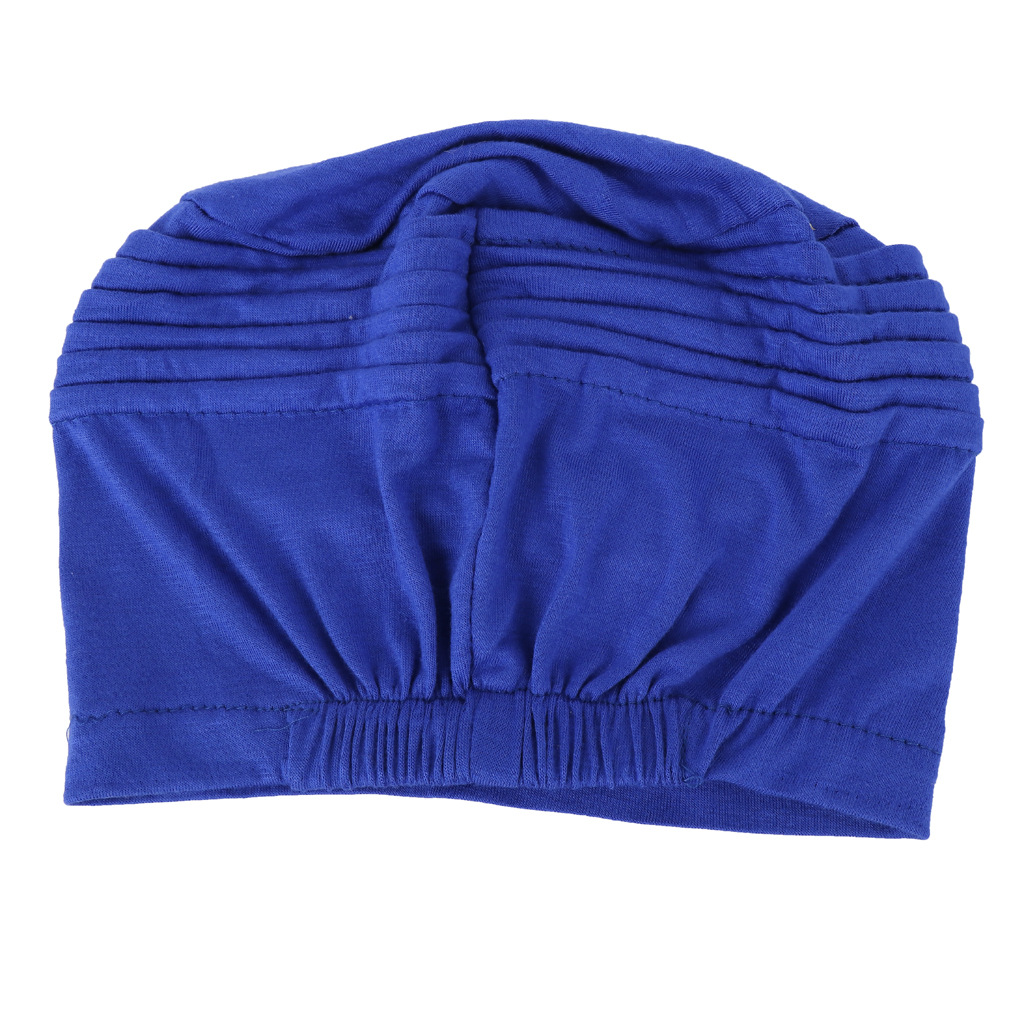 Muslim solid color back pleated bottoming cap Mercerized cotton turban cap Baotou cap
