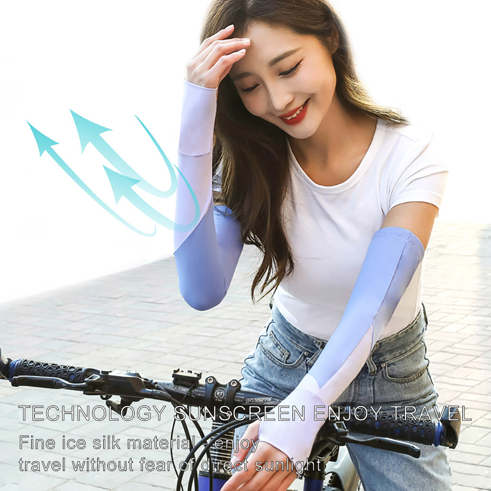 1Pair Arm Sleeves Breathable Ice Fabric Sports Cuff Women Men  Sun Protection Running Cycling Driving Sleeves Guard