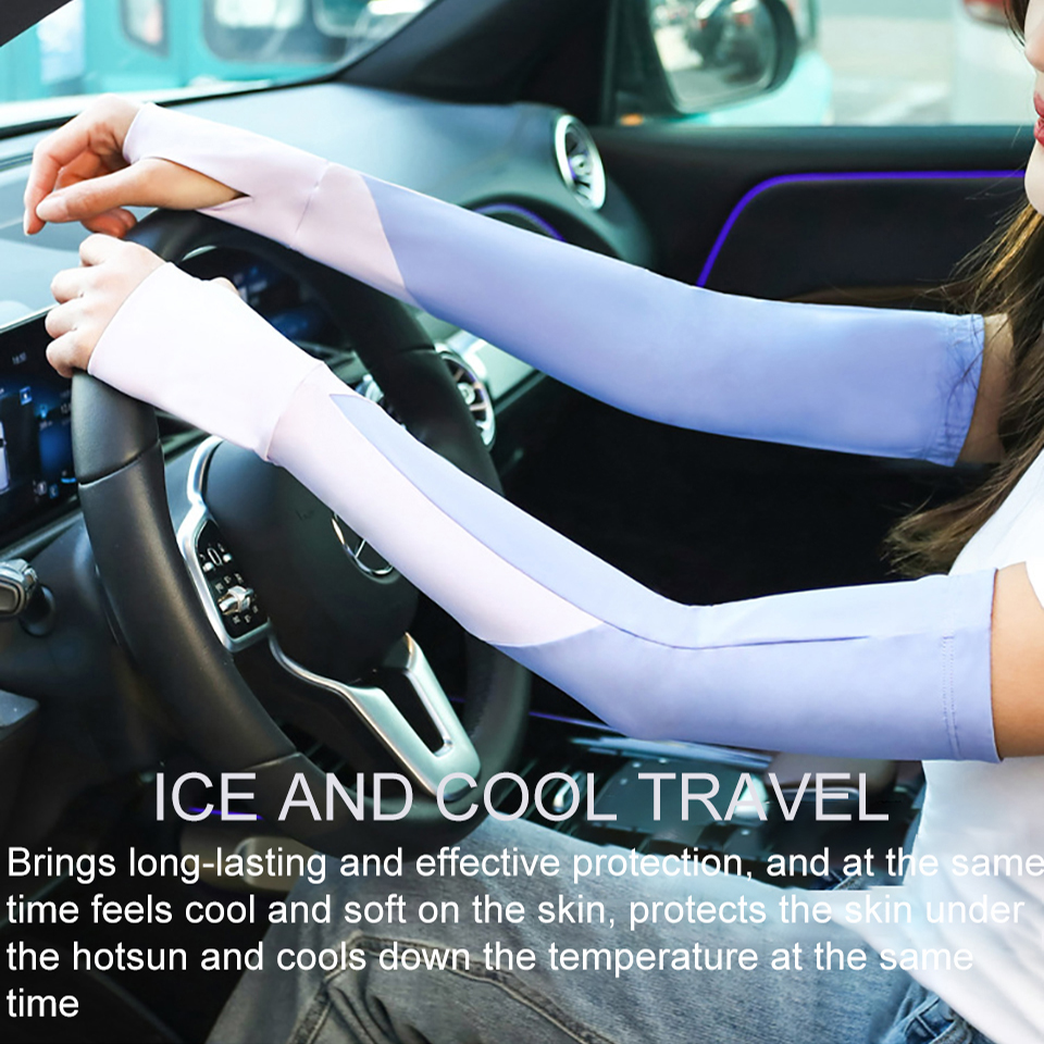 1Pair Arm Sleeves Breathable Ice Fabric Sports Cuff Women Men  Sun Protection Running Cycling Driving Sleeves Guard